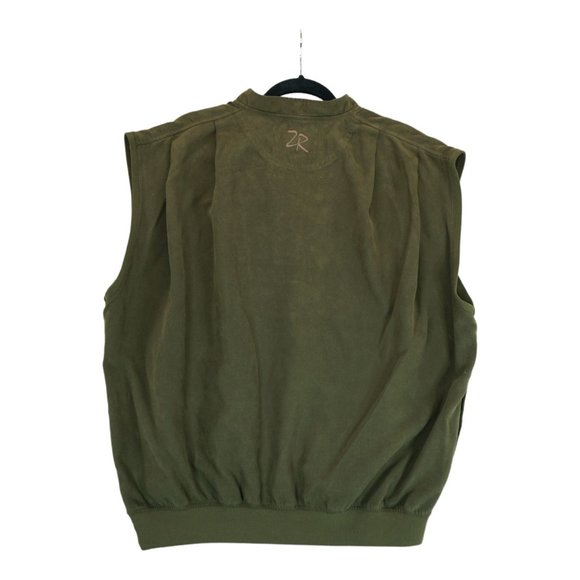 Zero Restriction‎ Men's Large Golf Vest Faux Suede 3-Snap Embroidered Logo USA - Picture 2 of 4